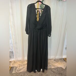 Black Chiffon Maxi Dress – Long Sleeve – Size 26W – NWOT